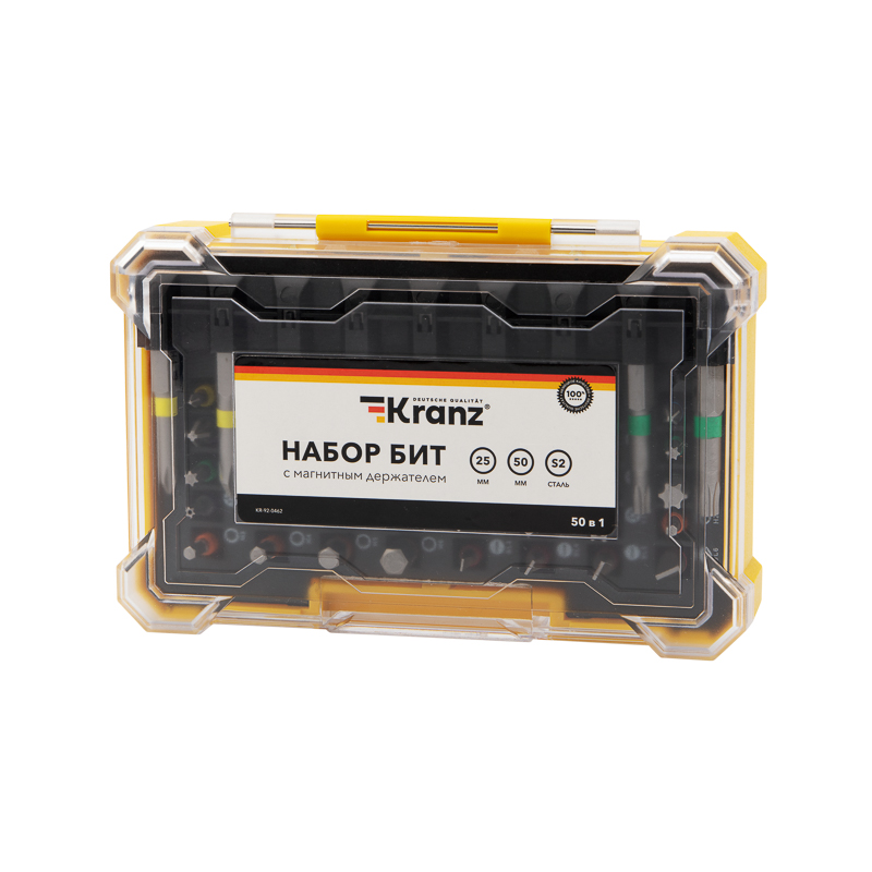 Набор бит KRANZ KR-92-0462 с магнитным держателем 25-50 мм, 49 шт. (50 шт./уп.)