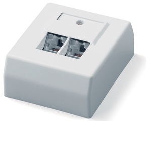 Розетка Hyperline SB-GTS2-8P8C-C6-WH внешняя 2xRJ45 UTP, Кат. 6