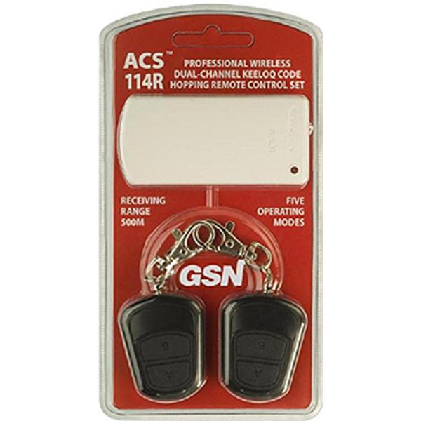  Комплект GSN ACS-114R радиоприемник+2 пульта, 433.92МГц, технология прыгающего кода KEELOQ®, Ризл.10мВт, до 500 м, до 330 пультов, 5 режимов работы