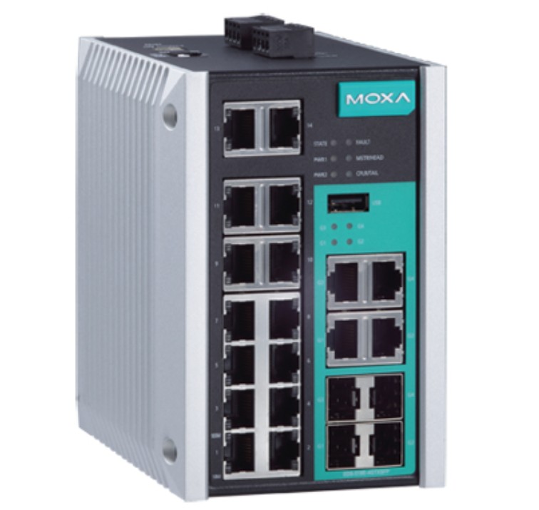 Коммутатор управляемый MOXA EDS-518E-4GTXSFP 14x10/100BaseT(X) ports, and 4 combo 10/100/1000BaseT(X) or 100/1000BaseSFP ports
