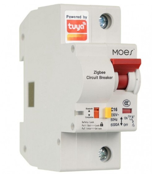   Xcom-Shop Автоматический выключатель Moes ZCB-SC-1P16 Zigbee circuit breaker 1P 16A