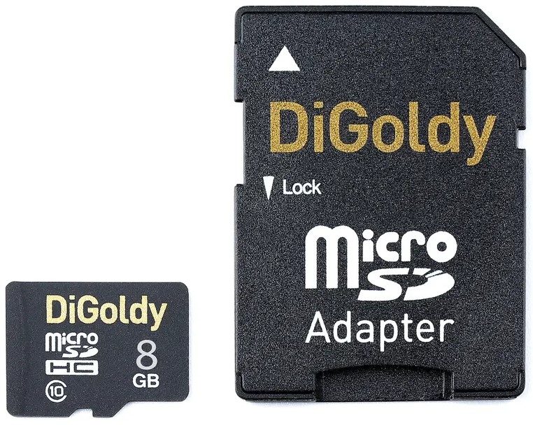   Xcom-Shop Карта памяти MicroSDHC 8GB DiGoldy DG008GCSDHC10-AD Class 10 + SD адаптер