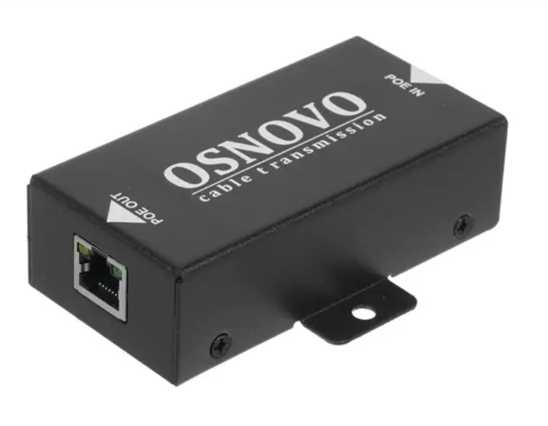 Удлинитель OSNOVO E-PoE/1 PoE  10M/100M Fast Ethernet до 200м (до 22W).Увеличение расстония передачи данных + питание на 100м. При каскадном подключен
