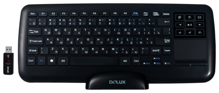   Xcom-Shop Клавиатура Wireless Delux K2880 черная, Touch, зарядка от USB