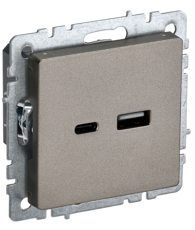 Розетка USB IEK BR-U22-018-K37 BRITE тип A+тип C 18Вт РЮ11-1-БрШ Шампань
