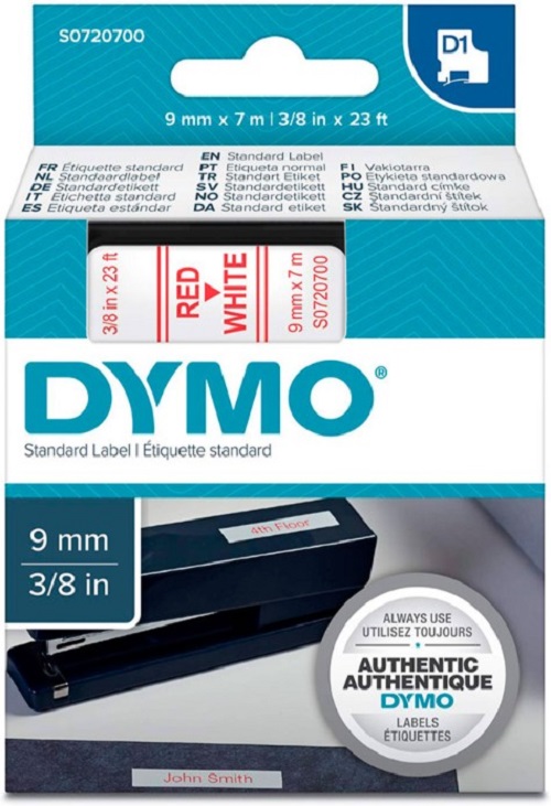  Картридж Dymo S0720700 с лентой 9 мм х 7 м. , пластик, красный шрифт/белая лента