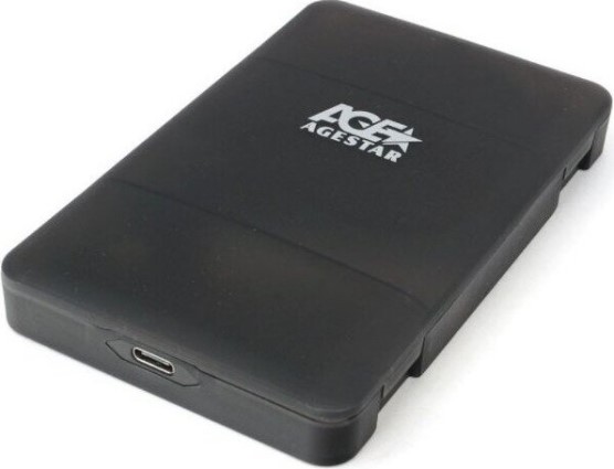 Внешние корпуса для HDD 2.5/1.8  Xcom-Shop Внешний корпус AgeStar 3UBCP3C (BLACK) 2.5 SATAIII HDD/SSD, пластик, черный, безвинт