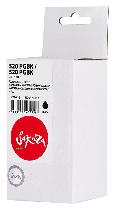 Картридж струйный Sakura 2932B012 (520 PGBK/520 PGBK) для Canon PIXMA MP540/550/560/620/630/640/980/990;MX860/870;iP3600/4600/4700, пигментный тип чер