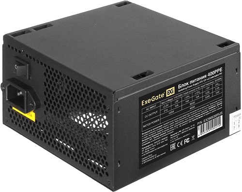300-430W Блок питания ATX Exegate 400PPE 400W, APFC, 120mm fan