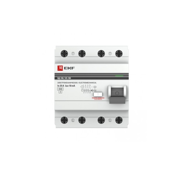  УЗО EKF elcb-4-32-30-em-pro 4п 32А 30мА тип AC ВД-100 PROxima (электромех.)