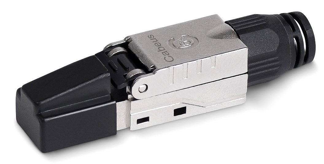  Коннектор Cabeus 8P8C-SH-C7-TWP-F с фиксатором кабеля и колпачком RJ-45(8P8C) под витую пару, категория 7, экранированный, для одножильного кабеля, со