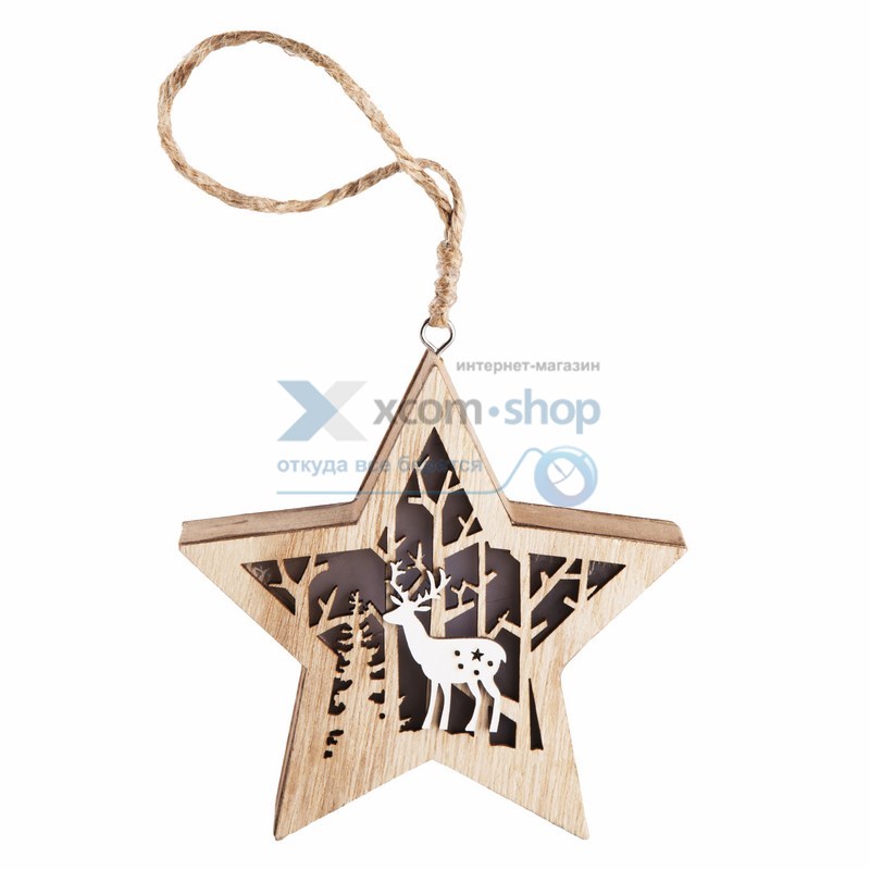 Фигура светодиодная NEON-NIGHT 504-022 звездочка, деревянная с подсветкой, 24*13*3,6 см