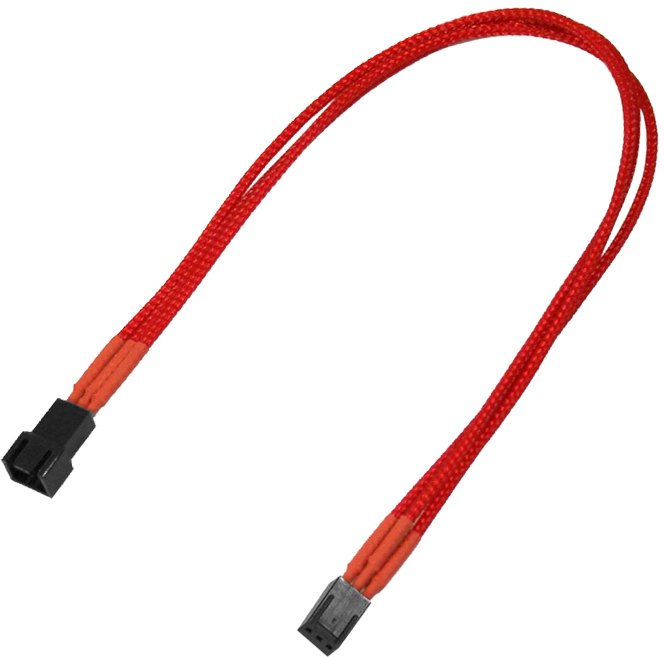 Удлинитель Nanoxia NX3PV3ER 3-pin, 30см, индивидуальная оплетка, красный