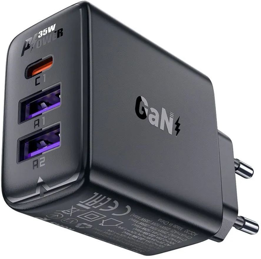 Зарядное устройство сетевое ACEFAST A57 PD35W GaN (2*USB-A+USB-C) charger (EU) цвет: черный
