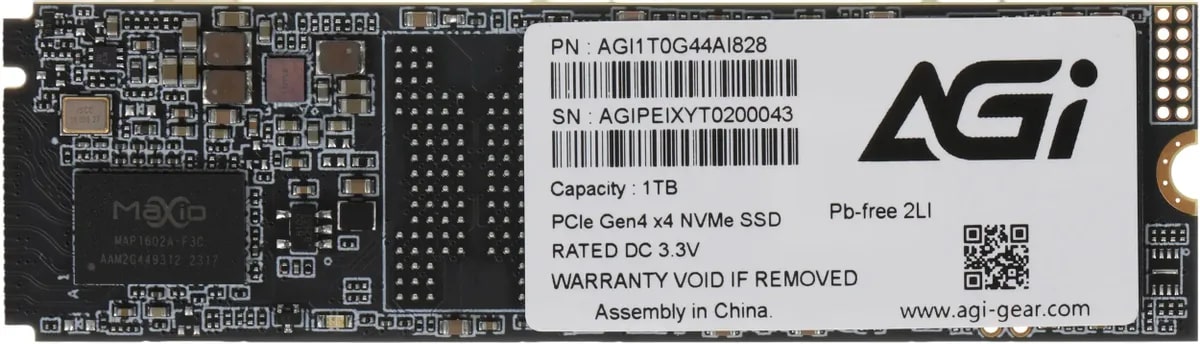 SSD AGI Накопитель SSD M.2 2280 AGI AI828 1TB, 7400/5200MB/s, TBW 750, MTBF 2M