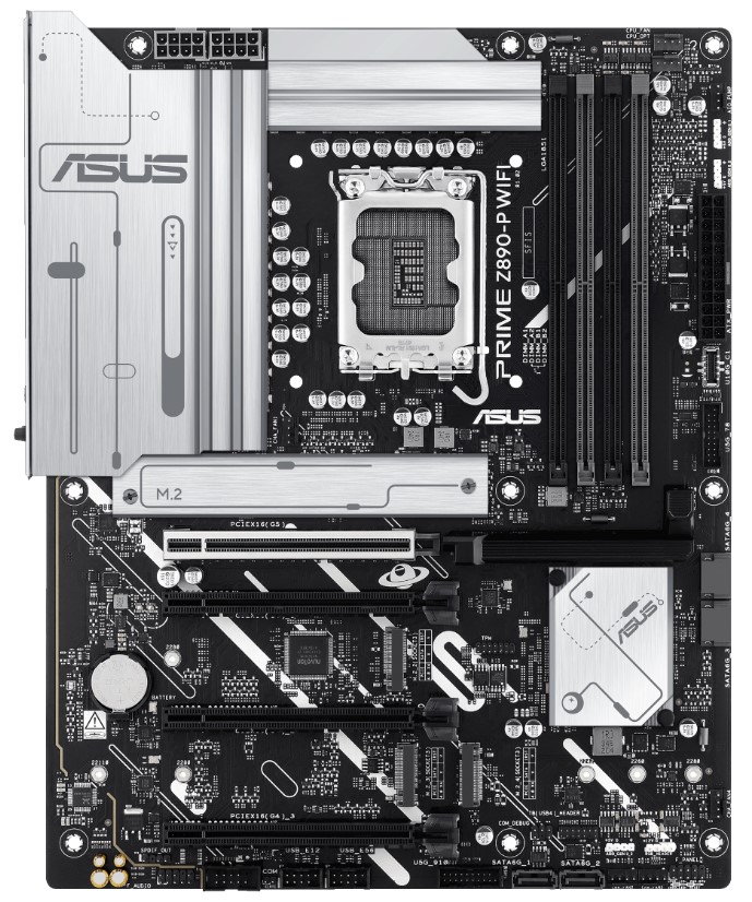 Материнская плата ATX ASUS PRIME Z890-P WIFI (LGA1851, Z890, 4*DDR5 (7600), 4*SATA, 4*M.2, 3*USB 3.2, 4*USB 2.0, USB Type-C, 4*PCIe x16, HDMI, DP)