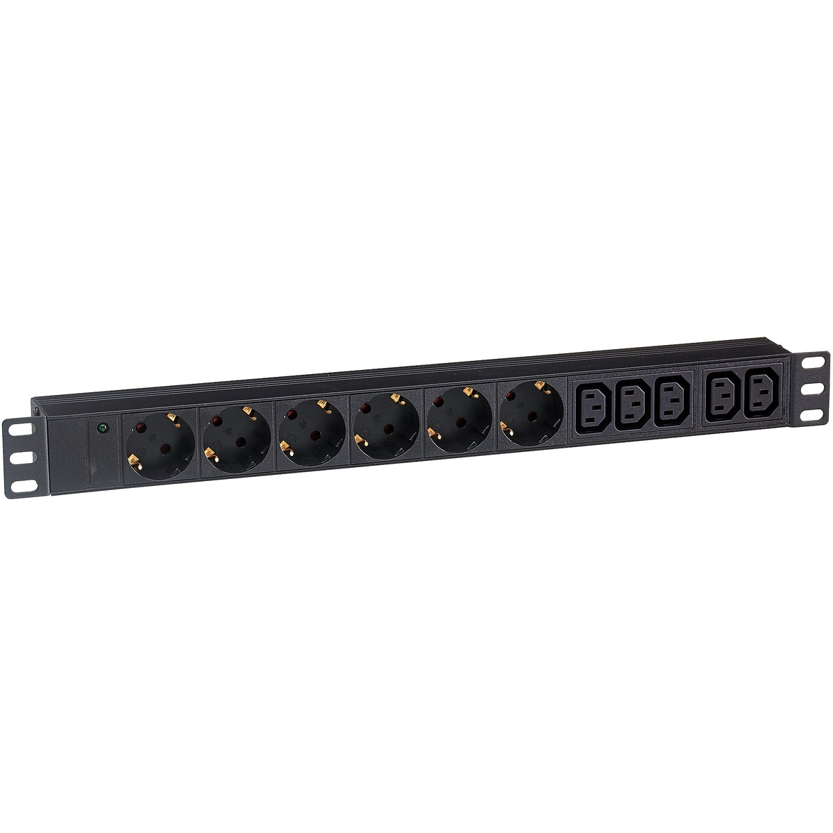 Блок розеток Exegate ServerPro PDU-19H010 Al-5C136S-C14 EX280868RUS (19, 1U, Алюминий, 5 IEC 320 C13, 6 Schuko, С14, черный, RTL)