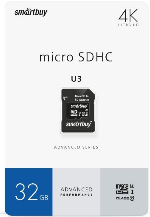  Карта памяти MicroSDHC 32GB SmartBuy SB32GBSDHCU3 Class 10 U3