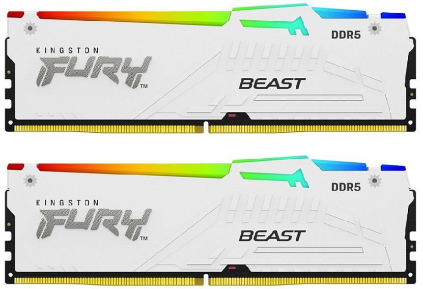 Модуль памяти DDR5 64GB (2*32GB) Kingston FURY KF556C40BWAK2-64 Beast White RGB XMP PC5-44800 5600MHz 2RX8 CL40 1.25V 288-pin 16Gbit