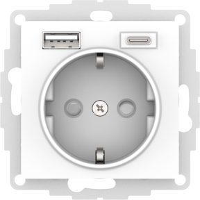 Розетка Schneider Electric ATN000132 AtlasDesign белая 16А с USB A+C (5В/2,4А/3 А, 2х5В/1,5А), мех