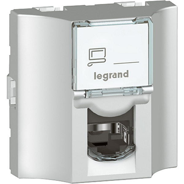 Розетка Legrand 078624 Программа Mosaic - проходная, категория 5е, UTP, 8 контактов, 2 модуля, алюминий