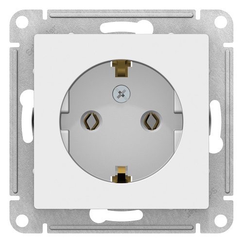Розетка Schneider Electric ATN000143 AtlasDesign, с заземлением, 16А, механизм, белая