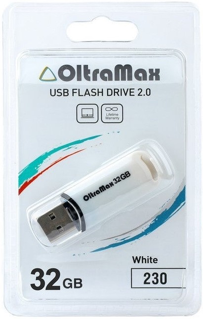 Накопитель USB 2.0 32GB OltraMax OM-32GB-230-White 230, белый