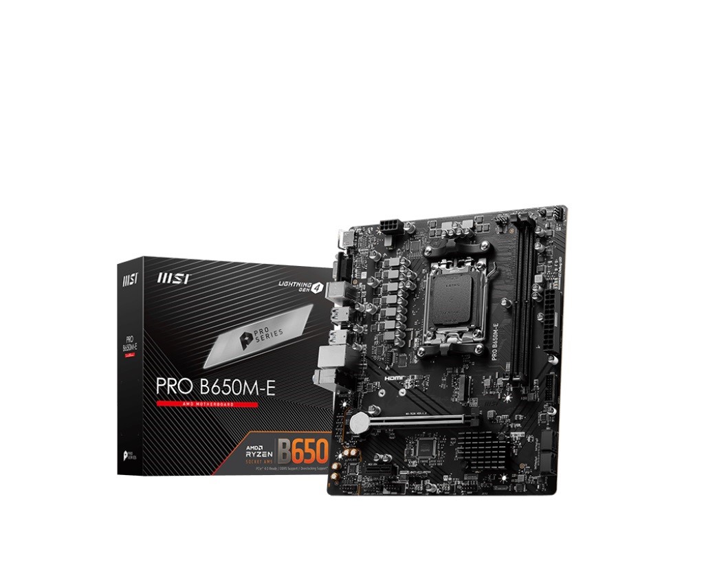   Xcom-Shop Материнская плата mATX MSI PRO B650M-E (AM5, AMD B650, 2*DDR5, PCIe, M.2, 4*SATA, 6*USB 3.2, 6*USB 2.0, VGA, HDMI)