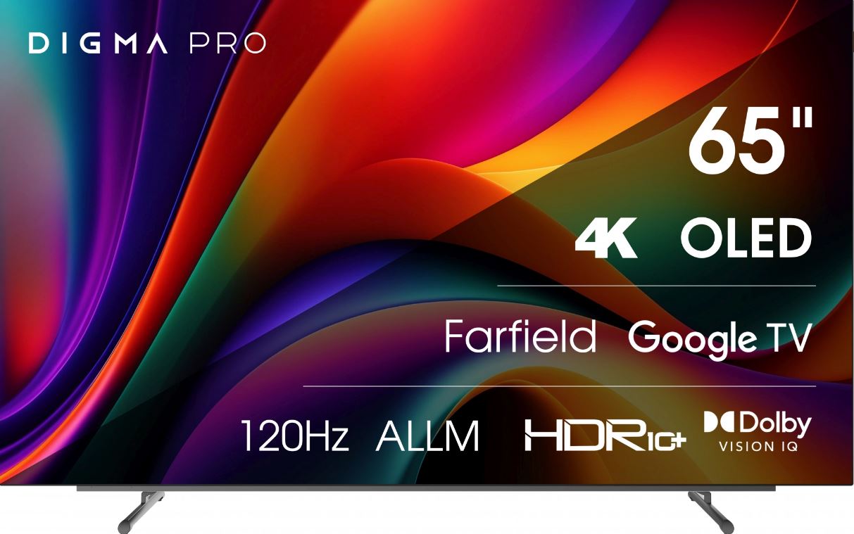 Телевизор OLED Digma Pro 65M Google TV Frameless черный/серебристый 4K Ultra HD 120Hz DVB-T DVB-T2 DVB-C DVB-S DVB-S2 USB WiFi Smart TV