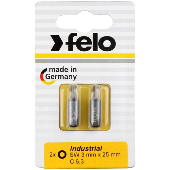 Бита Felo 02430036 шестигранная 25мм серии Industrial 3 мм, 2шт на блистере