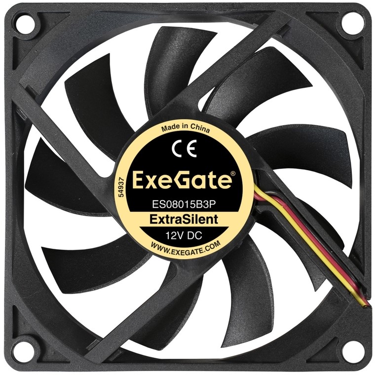 Вентилятор для корпуса Exegate ExtraSilent ES08015S3P 80x80x15mm, 1600RPM, 29CFM, 23dBA, 3-pin