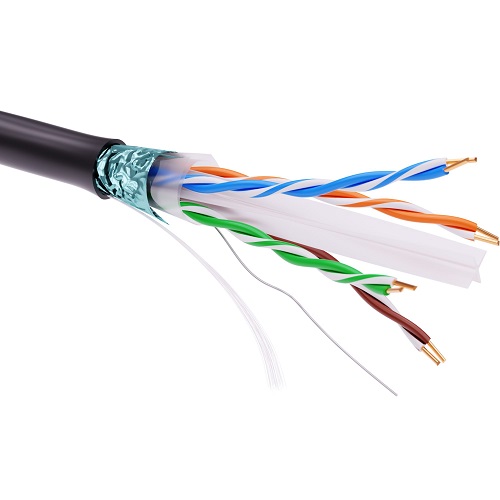 Кабель витая пара F/UTP 6 кат. 4 пары DKC RN6FUKPEBK 23AWG(0.58 мм), медь, одножильный (solid), внешний, PE, чёрный, 'RAM telecom'' (уп/305 м)