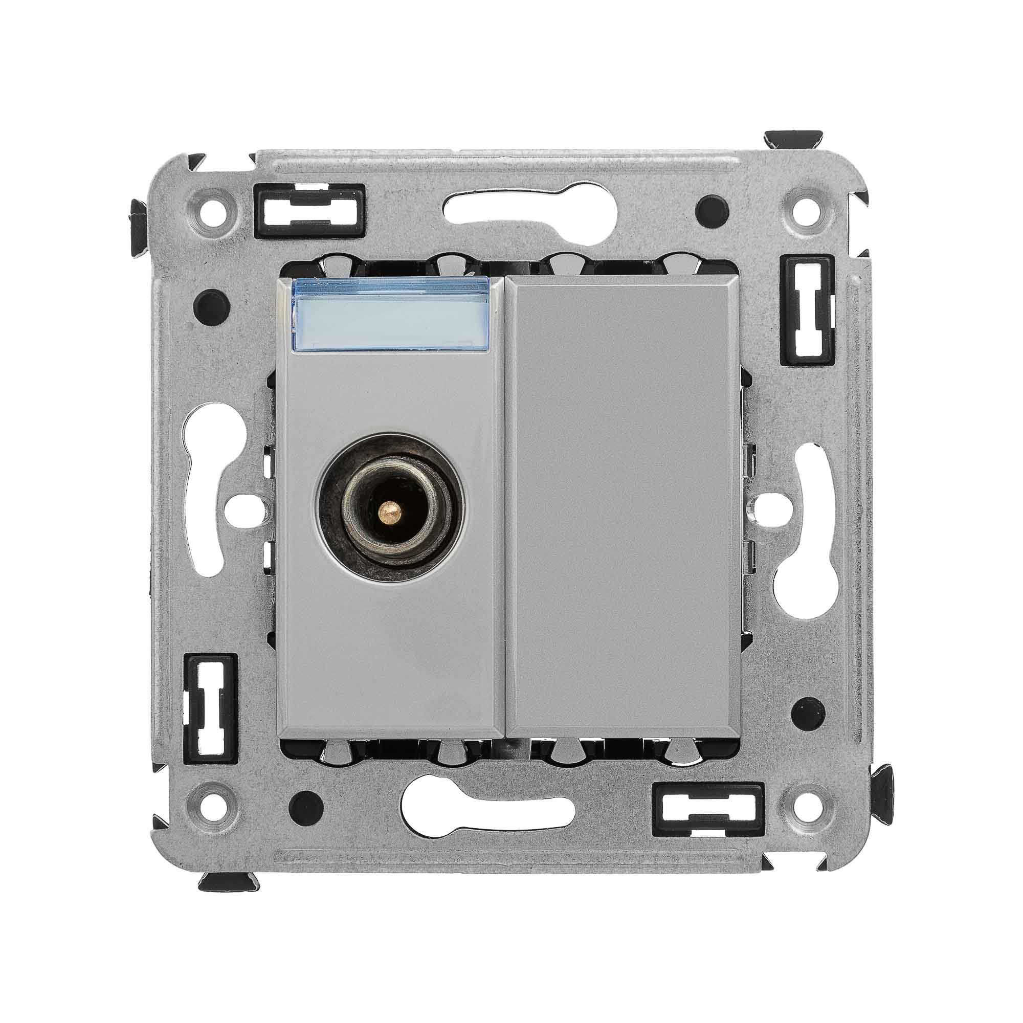 Розетка DKC 4404513 TV проходная в стену, Закаленная сталь, Avanti