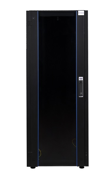 Шкаф напольный 19, 47U Datarex DR-700601 телекоммуникационный 600х600, передняя дверь стекло, задняя стенка сплошная, металл, черный