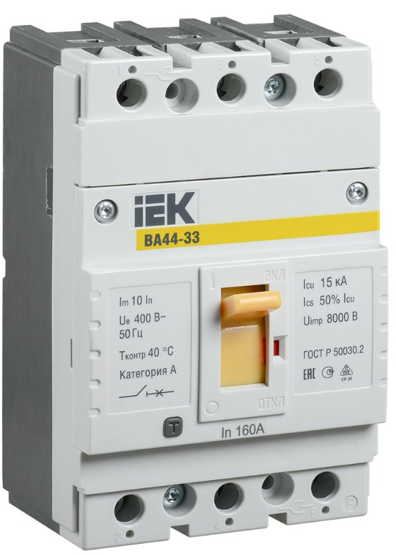 Автоматический выключатель в литом корпусе IEK SVA4410-3-0160 ВА44 33 3Р 160А 15кА