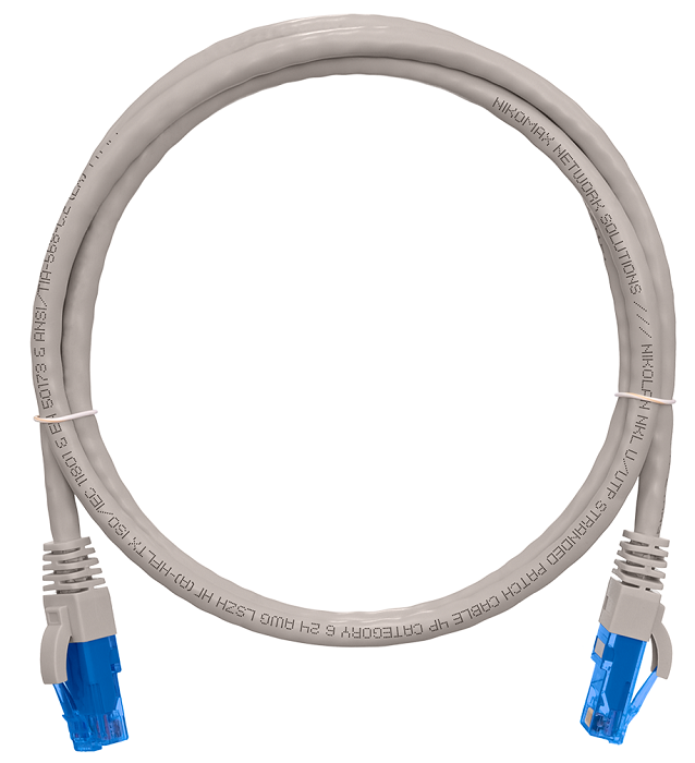 Кабель патч-корд U/UTP 6 кат. 0,15м NikoMax NMC-PC4UE55B-001-C-GY 2хRJ45/8P8C, T568B, Molded, 24AWG (7х0,205мм), BC (чистая медь), LSZH нг(А)-HFLTx, с