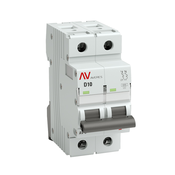 Автоматический выключатель модульный EKF mcb6-2-10D-av Averes AV-6 (D) 2P 10А 6kA