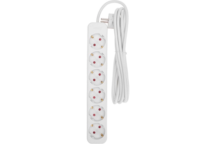 Удлинитель Rexant 13-4029 STANDARD 5 гнезд, 3м, 3х1,0мм2, с/з, белый