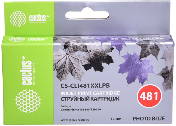 Картридж Cactus CS-CLI481XXLPB фото голубой, 12мл, для Canon Pixma TS8140/TS9140