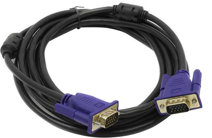Кабель VGA Exegate EX-CC-PVGA-15M15M-5.0 EX138950RUS 15M/15M, 5м, 2 фильтра, позолоченные контакты, экран
