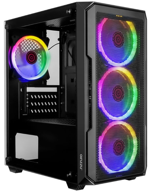 Корпус mATX Ginzzu CL680 без БП, боковая панель из закалённого стекла, 2*USB 2.0, USB 3.0