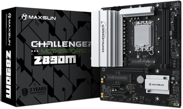 Материнская плата mATX MAXSUN MS-Challenger Z890M (LGA1851, Z890, 2*DDR5, 3*SATA, 2*M.2, USB 3.2, USB 2.0, USB Type-C, PCIe, HDMI, DP)