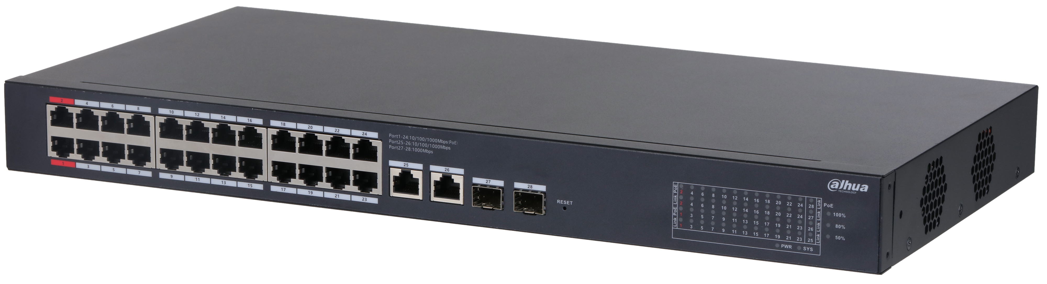 Коммутатор Dahua DH-CS4228-24GT-375 24-портовый гигабитный PoE с функцией облачного управления