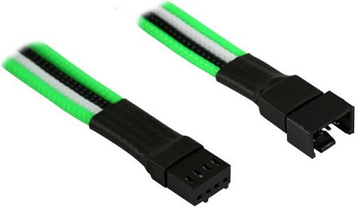 Удлинитель Nanoxia NXPWV3EGWS 4-pin PWM, 30см, индивидуальная оплетка, зеленый/белый/черный