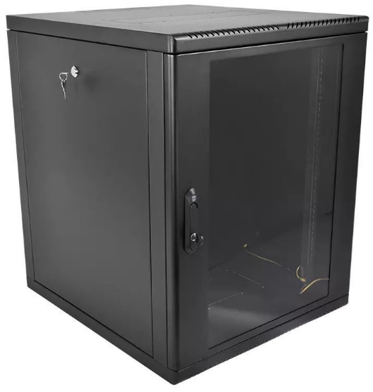 Шкаф настенный 19, 15U ЦМО ШРН-М-15.650-9005 телекоммуникационный разборный (600 × 650) съемные стенки, дверь стекло, цвет черный