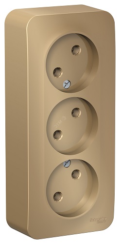 Розетка Schneider Electric BLNRA000314 3-я б/з без шторок 16А, 250В, изолир. пластина Титан наруж