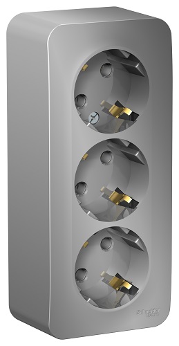 Розетка Schneider Electric BLNRA010313 3-я с/з без шторок изолир. пластина 16А, 250В Алюминий наруж