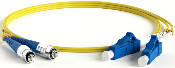 Патч-корд волоконно-оптический Hyperline FC-D2-9-FC/UR-LC/UR-H-1M-LSZH-YL (шнур) SM 9/125 (OS2), FC/UPC-LC/UPC, 2.0 мм, duplex, LSZH, 1м