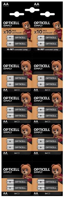 Батарейки, аккумуляторы бытовые  Xcom-Shop Батарейка OPTICELL 5050001 алкалиновый AA/LR6 отрывной набор HBDC (блист. 2штх10) (уп.20шт) Opticell