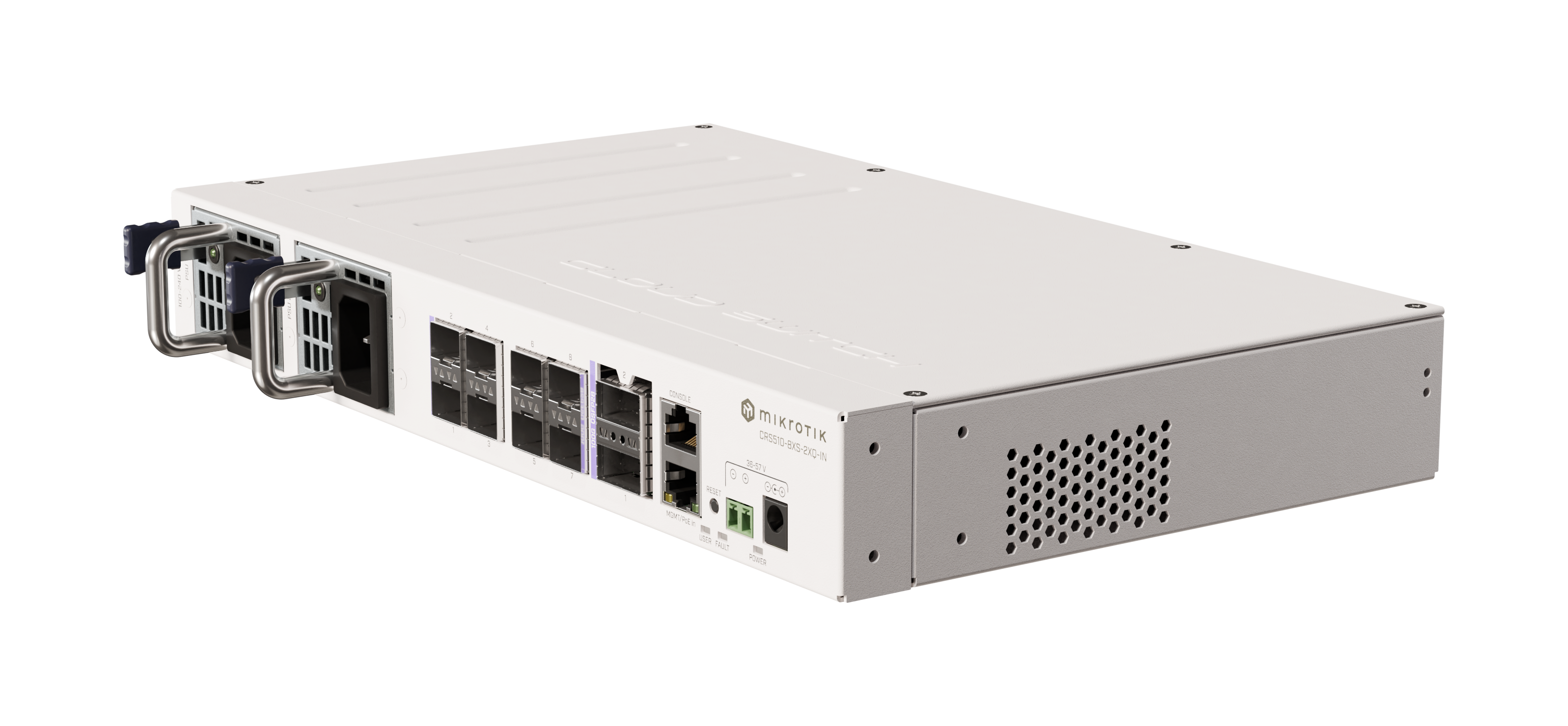 Коммутатор Mikrotik CRS510-8XS-2XQ-IN 2x100 Gigabit QSFP28 ports, 8x25 Gigabit SFP28 ports, dual hot-swap power supplies